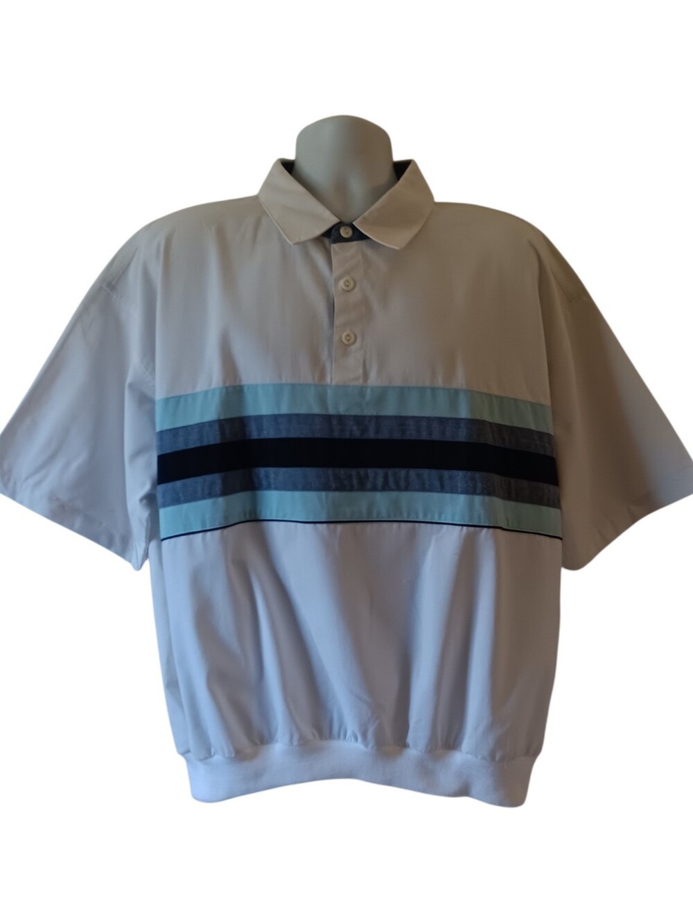 Towncraft men's white/blue striped golf polo shirt size XL